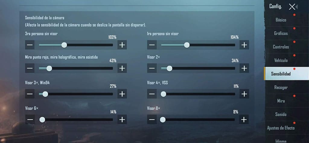 sensibilidades pubg mobile